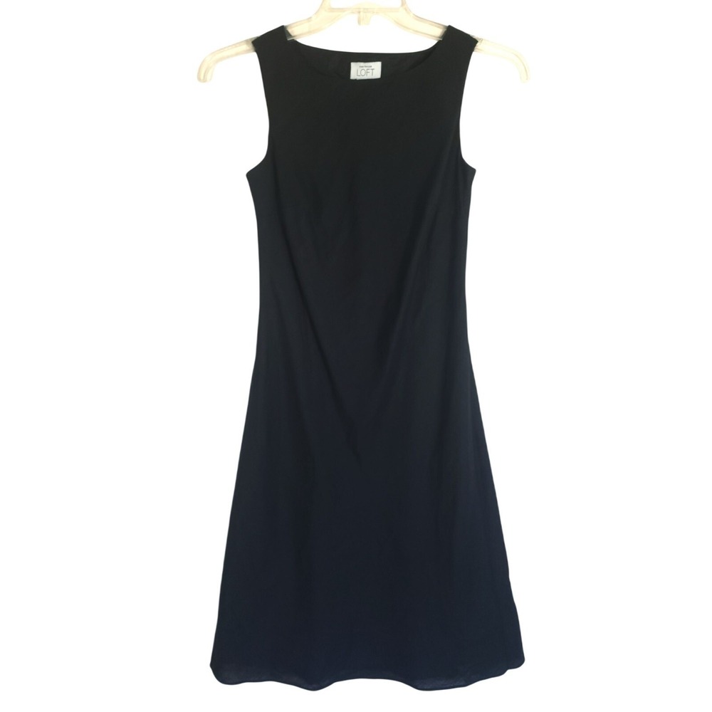 Ann Taylor LOFT 2 Black Linen Blend Sleeveless A-Line Dress Capsule Minimalistic
